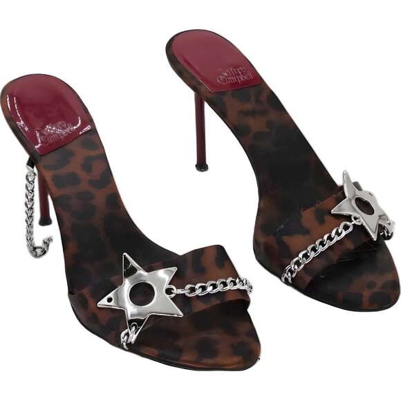 Jeffrey Campbell Soire Cheetah Print Satin Slide Sandals Heels US 6M - Picture 4 of 6